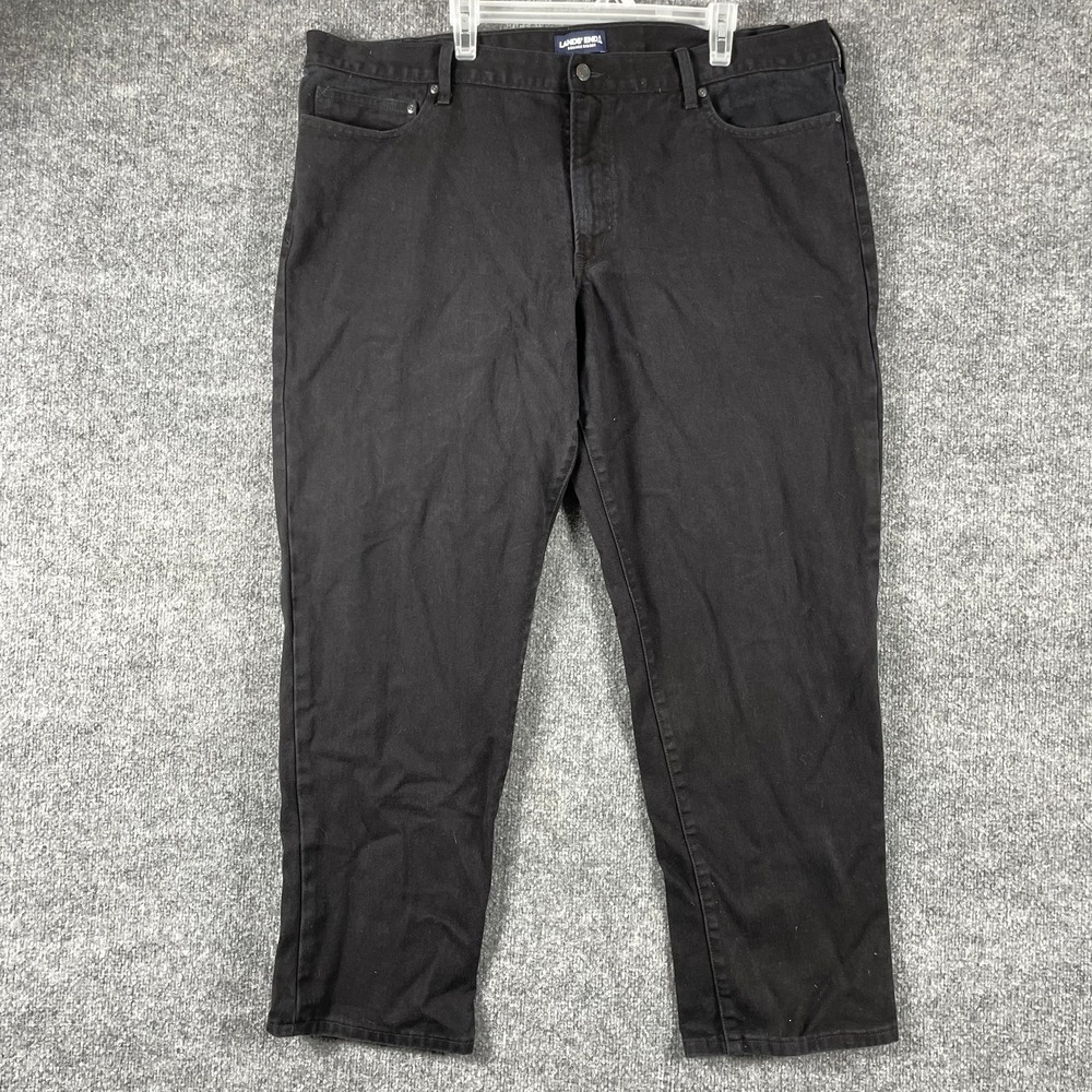 Lands End Jeans Mens 44x30 Black Denim Straight Leg Square Rigger Comfort Casual